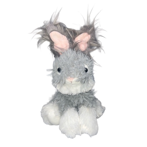 Dan Dee Angora Bunny Rabbit Plush Stuffed Animal Toy Grey White 14" Inch Fuzzy - Picture 1 of 7
